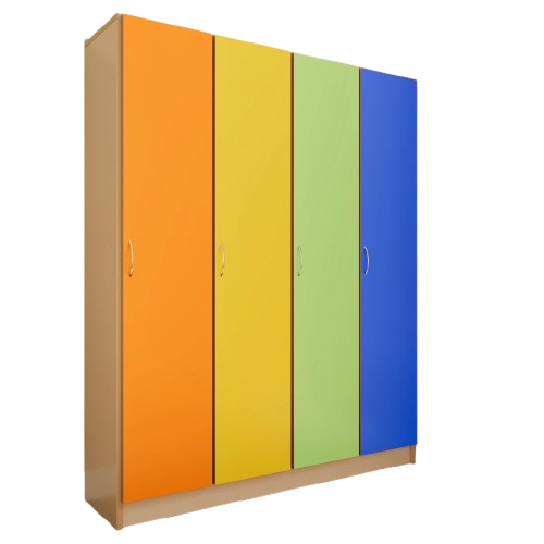 Шафа для роздягальні Веселка Захід Меблі в дитячий садочок 4 секційна Асорті 1200 мм